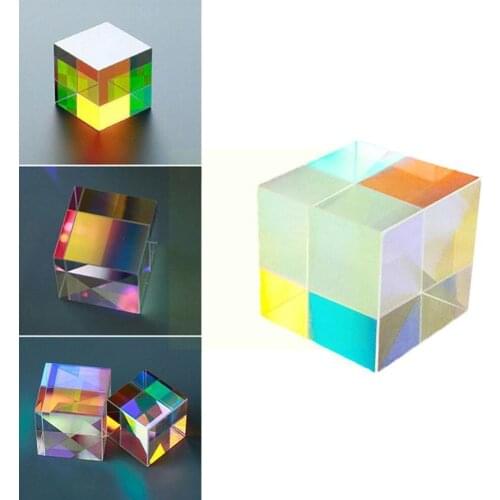 Prism Six-Sided Bright Light Combine Cube Prism Stained Prism Glass Experiment Beam Splitting Instrument Optical E0D2
