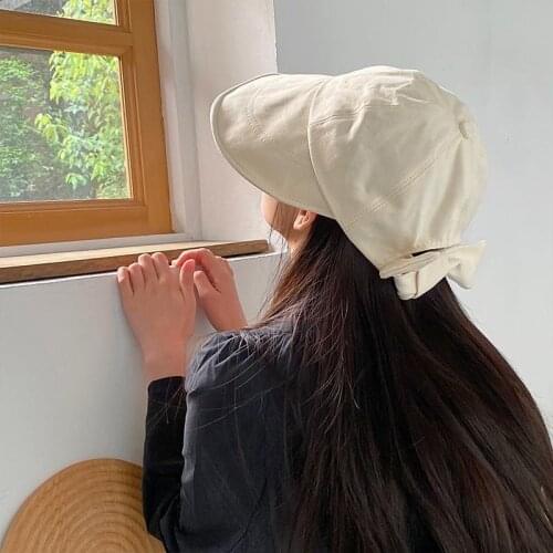 Sun Helmet for Women Wide Brim Hat Bowknot Beautiful Luxury Cotton Simple Solid Color Sumlight Prevention High Quality Korean