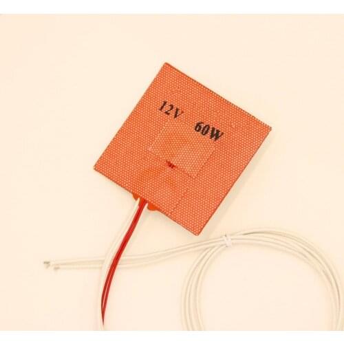 12V/24V 60W Silicone Heater Pad heating mat 80x80mm size for Reprap 3D Printer Heated Bed,with 3M and NTC Thermistor