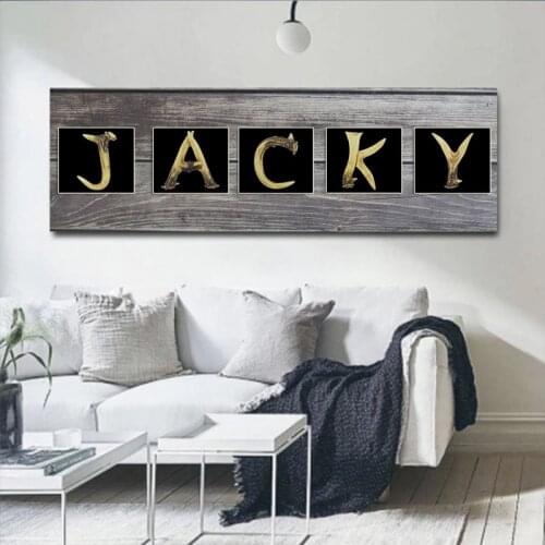 Nordic Personalized Name Canvas Painting Print Antler Letter Custosm Poster Wall Art Paintings Gift For Livingroom Decor Cuadros