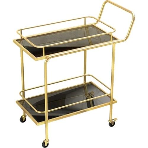 Nordic Golden Dining Car Iron Home Mobile Dining Pushcart Beauty Salon Side Table Hotel Wine Service Small Trolley