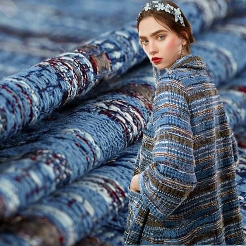 The modern fashion tassel runway look soft tweed fabric for coat skirt tissu telas tissus au metre tecido stoffen tela tecidos