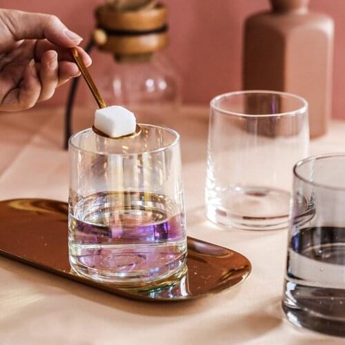 Cup glass handmade colorful glass cup home rainbow whiskey glass thick bottom juice glass beer glass