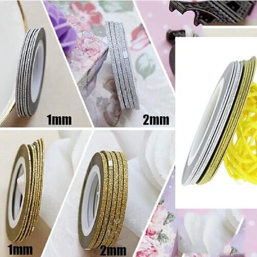 YPWQ 1mm 2mm Gold Silver New 10 Roll/lot Nail Art Glitter Striping Tape Line Laser Shinning Mix Color 1/2/3mm Nail Transfer Foil
