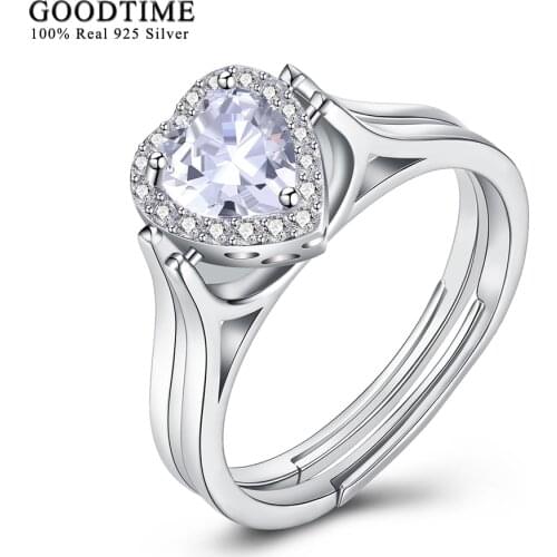 925 Sterling Silver Rotatable Ring Pink / White Zircon Two Color Rotatable Switchable Heart Rings For Women Ring Jewelry R1014