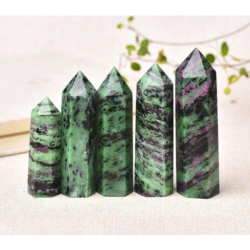 1PC Natural Crystal Point Epidote Obelisk Tower Green Quartz Healing Crystal Points