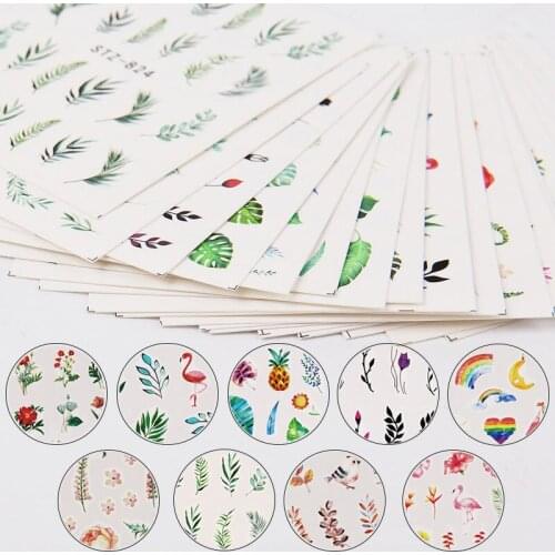 1pc Water Nail Decal & Sticker Flower Leaf Tree Nail Stickers Flower Summer Style For Manicure Flamingo Nail Art Decorations