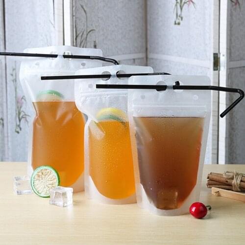 100pcs 14x26x4cm Large transparent fruit juice packing bag ziplock seal sealing stand up bag plastic pouch package