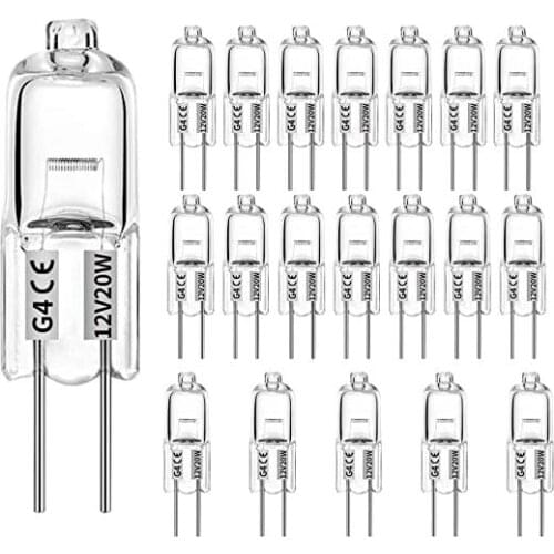 20 Pcs Halogen Light Bulbs Warm White Light Clear Capsule for Signal Lights 12V A/C or D/C 20W 2700K Warm White Bulb Light #0215