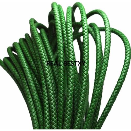5m/lot approx 6mm green Round Real Genuine Leather Cord Rope/String/Wire for Necklace Bracelet DIY Jewelry Making real leather