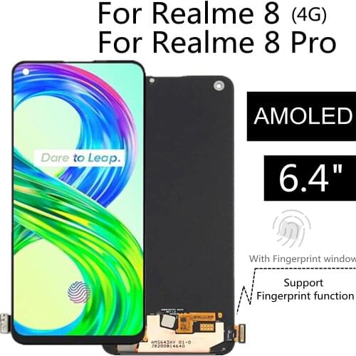 6.40" AMOLEDFor Realme 8 RMX3085 LCD Display Touch Screen Assembly Replacement For For Realme 8 Pro RMX3081 LCD Display