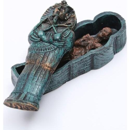 Aquarium Fish Tank Decoration Landscaping Egyptian Mummy And Skull Skeleton Resin Reptile Tank Decoration Accessories