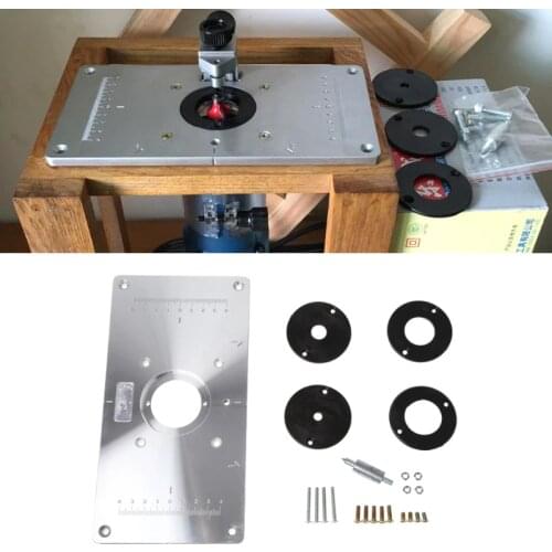 Aluminum Router Table Insert Plate w/ 4 Rings For Woodworking Benches Router Table Plate