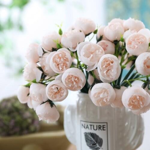 27 Heads Silk Roes Flowers Bouquet For Bride Wedding Decoretion Supply Artificial Rose Flowers Fake Plants Desk Home Decor 28CM