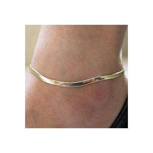 Slimming Foot Chain Thin stamped silver plated Shiny Chains Anklet For Women Girls Friend Foot Jewelry Leg Bracelet Barefoot