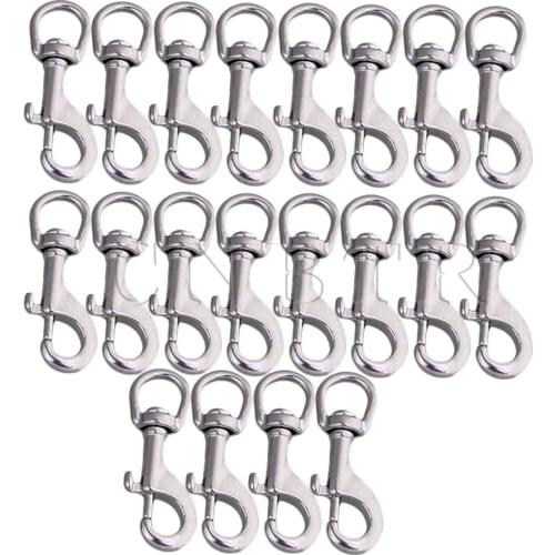 CNBTR 20PCS Round Eye Swivel Bolt Snap Hook Key Chain Clip Stainless Steel 80mm Silver