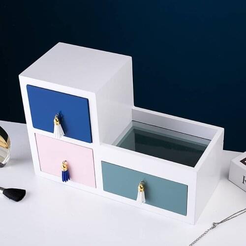 Desktop Storage Box коробка для хранения Nordic INS Style Simple Cosmetics Lipstick Jewelry Wooden Drawer Type Dustproof Shelf