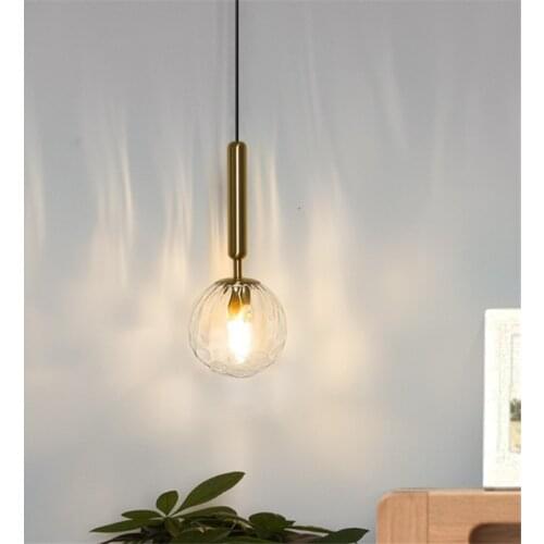 E27/E14 Nordic Pendant Light Glass Ball Hanging Lamp for Living Room Bedroom Bedside Bar Single Head Mirror Lamps Lighting
