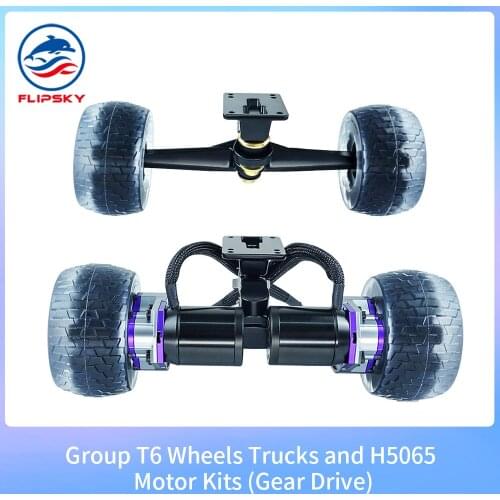 Group T6 DIY Electric Skateboard Double Kingpin Trucks and H5065 Motor Kits (Gear Drive)