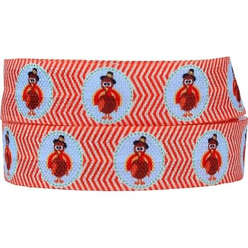 FLRA FOE New Thanks Giving turkey printed fold over elastic ribbon
