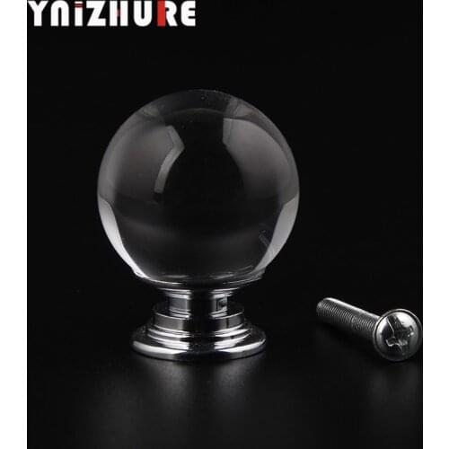 YNIZHURE 30mm Crystal smooth ball Shape Design Crystal Glass Cupboard Pulls Drawer Knobs