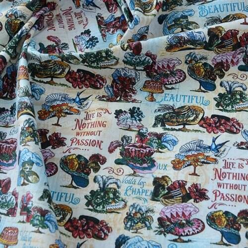 Cartoon Life Passion Print 100% Cotton Fabric for Clothes Home Textile Bedding Set Sewing Quilting DIY