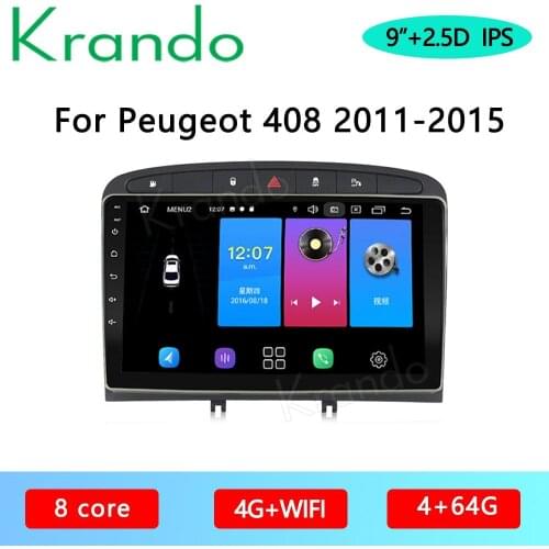 Krando Android 10.0 9" IPS Full Touch Car Multimedia Radio For Peugeot 408 2011-2014 Audio GPS Carplay DSP WIFI Bluetooth