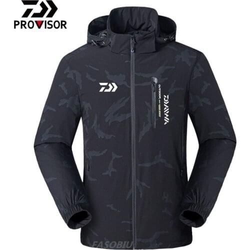 Daiwa Winter Spring Product Stretch Camouflage Thin Jacket Men for Womens Clothes Mountaineering Fishing Clothing Large Size