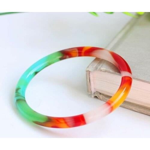 Hot Selling Natural Hand-carved Fashion Men and Women Jewelry Colorful Agate Round Bracelet 54 ~ 64mm