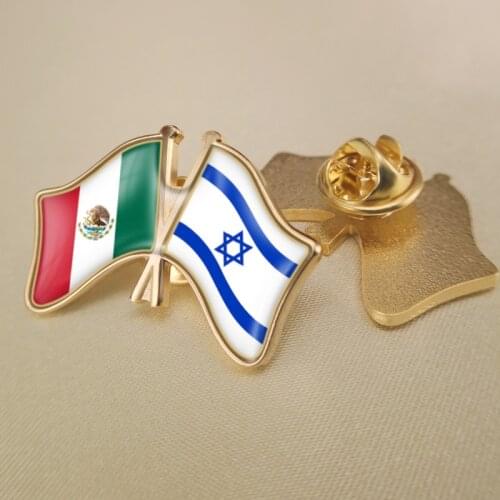 Mexico and Israel Crossed Double Friendship Flags Lapel Pins Brooch Badges