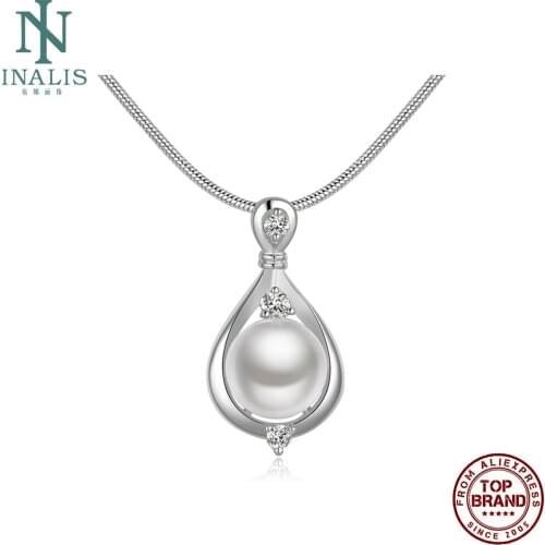 INALIS Fashion Pearl Necklace For Women Silver-Plate Water Drop Pendant Necklaces Jewelry To Send Girlfriends Valentine Gifts