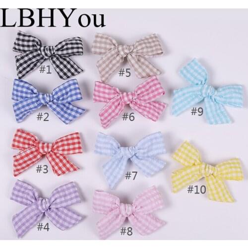 Fashion School Girls Plaid Bows Hair Clips 4'' Princess Girls Fabric Cloth Hair Barrettes Children Kids Knots Hair Accessories