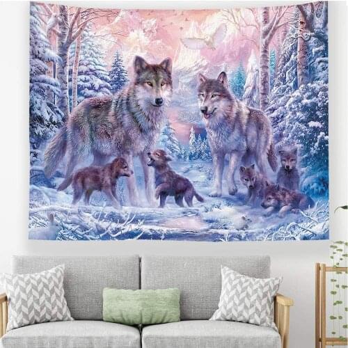 Wolves Landscape Scenery Wall Tapestry Art Home Decorations