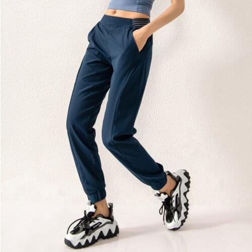 2021 New Leisure Sport Joggers Women Running Athletic Pants Gym Fitness Sweatpants Elastic Waist With Fish Belt On Both Sides