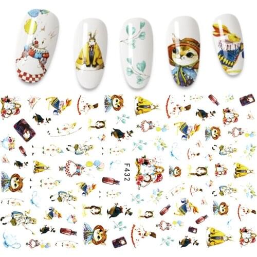 3D New Nail Stickers Flower Bunny Girl Cartoon Manicure Nail Art Decoration Fairy Tale Theme Decal