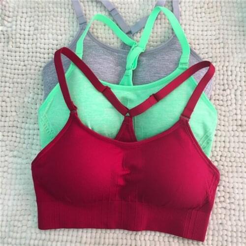 Wholesale Athletic PlainColor Lady Fitness Bra Shockproof Yoga Bra High Strength Running Bra Women Workout Stretch Tank Top Vest