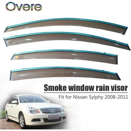 Overe 4Pcs/1Set Smoke Window Rain Visor For Nissan Sylphy 2008 2009 2010 2011 Styling Awnings Shelters Guard Accessories