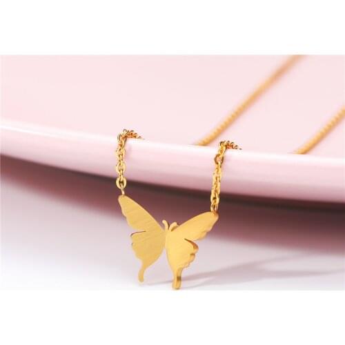 1Pc 2021 New Lovely Gold Silver Color Butterfly Necklace For Women Simple Insect Women Long Necklace Butterfly Party Love Gifts