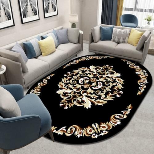 Persian Luxury Style Crystal Velvet Rug Oval Bathroom Anti-Skid Floor Mat Living Room Bedroom Floor Mat Decoration Carpet Tapis