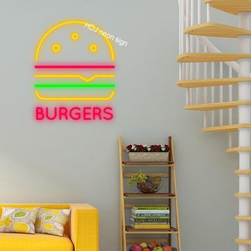 Personalized Custom Neon Sign hamburger Flex Led Text Party Wedding Led Home Room Decoration