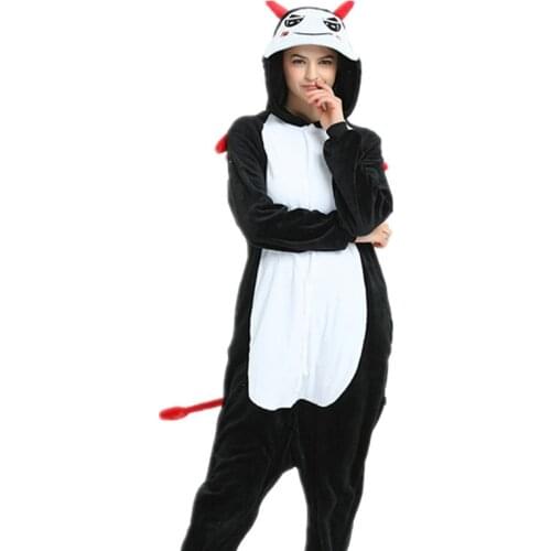 2019 Winter Demon Pajamas Animal Sleepwear onesie Kigurumi Women Men Unisex Adult Flannel Nightie Home clothes Sets