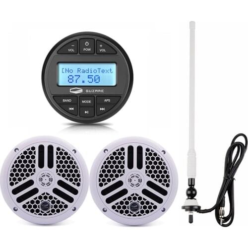 Boat Radio Audio Marine Stereo Bluetooth Media Receiver Car MP3 Player+6.5inch Waterproof Speaker+FM Antenna For ATV Bath Yacht