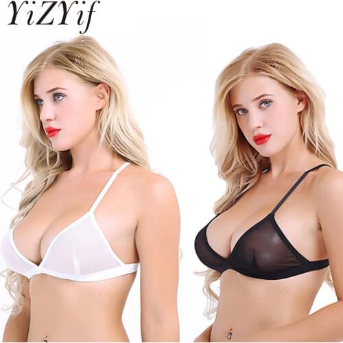 YiZYiF Sexy Bra Women lingerie bralette Soft Sheer Mesh Triangle Bralette Wire-free Unlined Bra Sexy Women Bra Mesh Tank Top