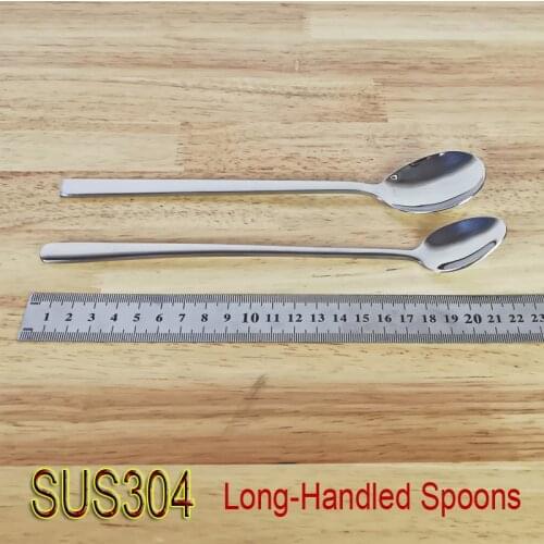 SUS304 Stainless Steel Tableware Long-Handled Spoon Restaurant Big Soup Spoon Thickening Coffee Spoon Hotel Ice Scoop