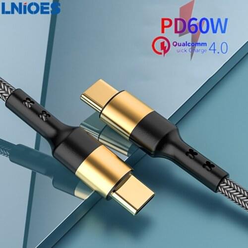 PD 60W Super Charging USB Data Cable USB-C to USB C Type C Charger Wire Cord Nylon Braided USB Cable for Samsung Xiaomi Macbook