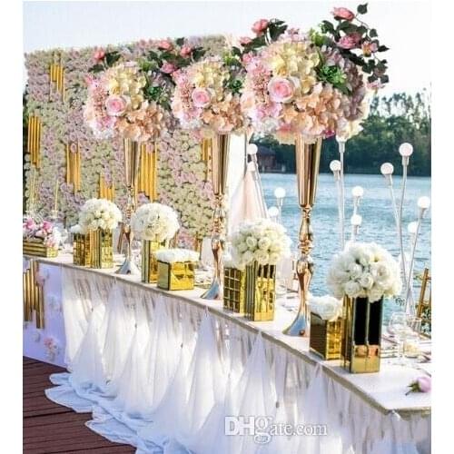 90 CM Height Silver gold Sparking Gold Wedding flower vase Table Centerpieces Flower Stand Wedding decorations supplies