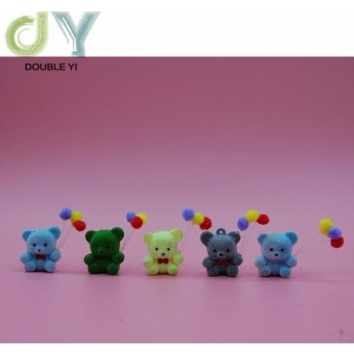 Package Of 10 pcs Flocked Bear Doll With Balloon Cute Teddy Bear Doll Car Decoration Bag Mobile Phone Accessories