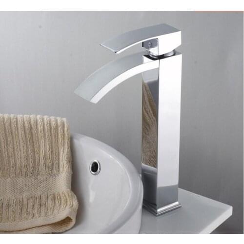 Vidric fashion chrome hot and cold brass bathroom single lever high sink waterfall faucet basin mixer tap