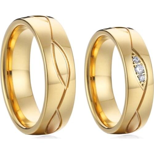 Vintage Wedding Rings For Men And Women 18k Gold Plated Love Alliance 1 Pair Western His and Hers Proposal Couple Ring Marriage