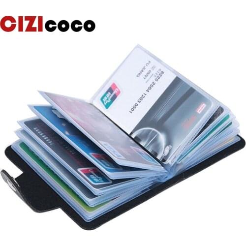 Fashion PU Leather Business Card Holder Organizer Hasp Men Women Bank Credit Card Holder Bag ID Card Wallet